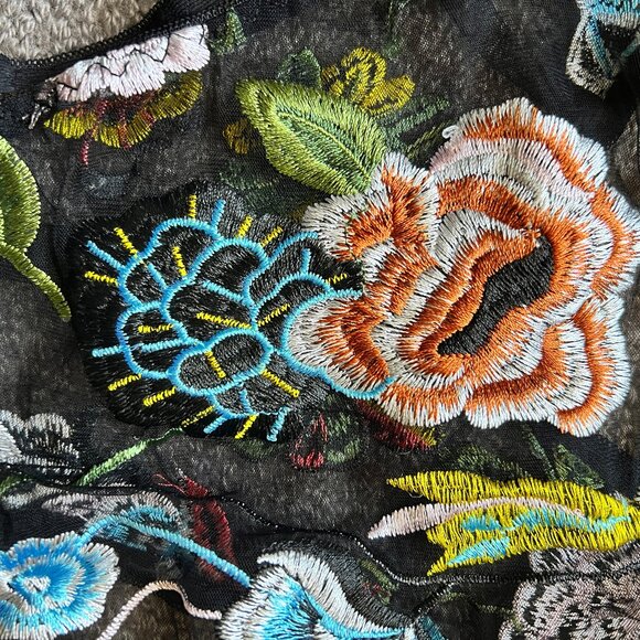 Rose & Feather Wild Thing Bodysuit Sheer Embroidered Floral Black Lingerie | S - Picture 8 of 14